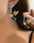 Acrylic Hummingbird Dangle Earrings | Colorful Bird Jewelry | Unique Statement Accessories 0