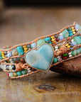 Amazonite Love Protection Wrap Bracelet | Genuine Leather 1