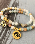 Amazonite Mala Bead Bracelet Set | Natural Stone 0