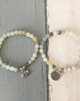 Amazonite Mala Bead Bracelet Set | Natural Stone 1