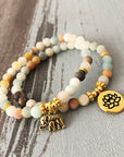 Amazonite Mala Bead Bracelet Set | Natural Stone 6