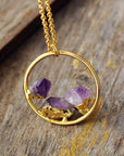 Amethyst Pendant Necklace | Gold Plated Zinc Alloy 0