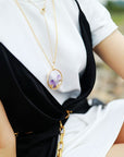 Amethyst Pendant Necklace | Gold Plated Zinc Alloy 1