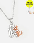Cat Hug Pendant Necklace Set | Sterling Silver 0