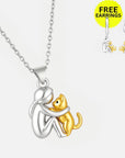 Cat Hug Pendant Necklace Set | Sterling Silver 1