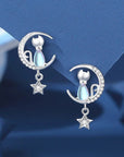 Celestial Cat Earrings | Moon and Star Jewelry | 925 Sterling Silver Earrings 0