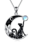 Celestial Cat Pendant Necklace | Alloy and Crystal 1