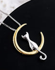 Celestial Cat | Elegant Cat Necklace | Crescent Moon Jewelry | Whimsical Accessories 0