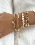 Charming Gold Pearl Bracelet Set | Gold 0