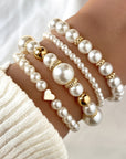 Classy Pearl Heart Bracelet Set | Pearl 1