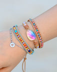 Colorful Agate & Lapis Lazuli Bracelet | Alloy 3