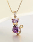 Crystal Cat Pendant Necklace | Gold-Plated Brass 1