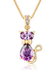 Crystal Cat Pendant Necklace | Gold-Plated Brass 7