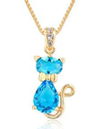 Crystal Cat Pendant Necklace | Gold-Plated Brass 8