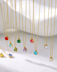 Crystal Teardrop Birthstone Necklace | Stainless Steel 4