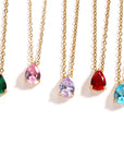 Crystal Teardrop Birthstone Necklace | Stainless Steel 6