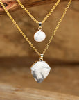 Double Pendant Agate Necklace | Stainless Steel 0