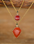 Double Pendant Jasper Necklace | Stainless Steel 0