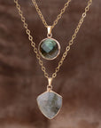 Double Pendant Labradorite Necklace | Stainless Steel 0