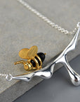 Dripping Honey Bee Necklace | Sterling Silver 8