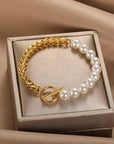 Elegant Gold and Pearl Bracelet | Gold 0