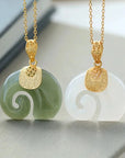 Elegant Jade Elephant Pendant Necklace | 18K Gold Plated Chain | Symbol of Strength and Wisdom 1