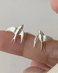 Elegant Women's Silver Swallow Bird Clip-On Earrings | Nature-Inspired Jewelry | Lightweight Comfort | Versatile Style 1