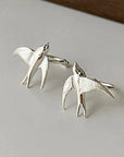 Elegant Women's Silver Swallow Bird Clip-On Earrings | Nature-Inspired Jewelry | Lightweight Comfort | Versatile Style 2