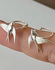 Elegant Women's Silver Swallow Bird Clip-On Earrings | Nature-Inspired Jewelry | Lightweight Comfort | Versatile Style 4