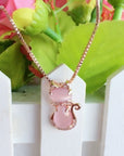 Feline Elegance | Cat Necklace | Pink Stone Jewelry | Zircon Accents 2