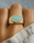 Gabi Vintage Green Moonstone Ring | Silver 1
