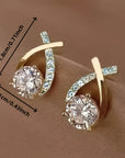 Golden Cross Zirconia Earrings | Gold 3