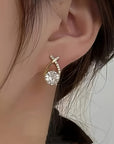 Golden Cross Zirconia Earrings | Gold 4
