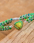 Green Jasper Love Bracelet | Vegan Leather 0