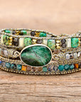 Green Mica Wrap Bracelet | Genuine Leather 0