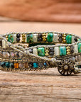 Green Mica Wrap Bracelet | Genuine Leather 2