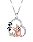 Heart-shaped Dog Pendant Necklace | Silver 2