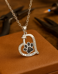 Heart Paw Print Necklace | Silver-plated Alloy 0