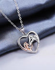 Heart Zircon Girl and Horse Necklace | Gold-Plated 1