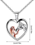 Heart Zircon Girl and Horse Necklace | Gold-Plated 3