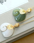 Hetian Jade Elephant Pendant Necklace | Gold Plated 4