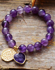Intense Amethyst Heart Charm Bracelet | Gemstone 0