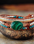 Intense Malachite Wrap Bracelet | Genuine Leather 0