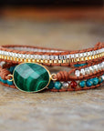 Intense Malachite Wrap Bracelet | Genuine Leather 1