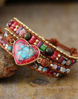 Jasper Love Protection Wrap Bracelet | Genuine Leather 1