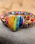 Jasper Love Rainbow Wrap Bracelet | Genuine Leather 0