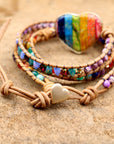 Jasper Love Rainbow Wrap Bracelet | Genuine Leather 3