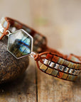 Labradorite Hexagon Bracelet | Zinc Alloy 0