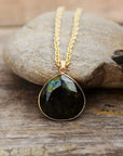 Labradorite Pendant Necklace | Stainless Steel 1