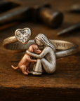 Loyal Companion | Sterling Silver Dog Ring | Heart-Shaped Zirconia | Adjustable Fit 0